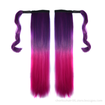 Top Quality Natural Color Chorliss Goddess Long Straight With Wrap Around Japanese Synthetic Fiber High Ponytail Hair Extension